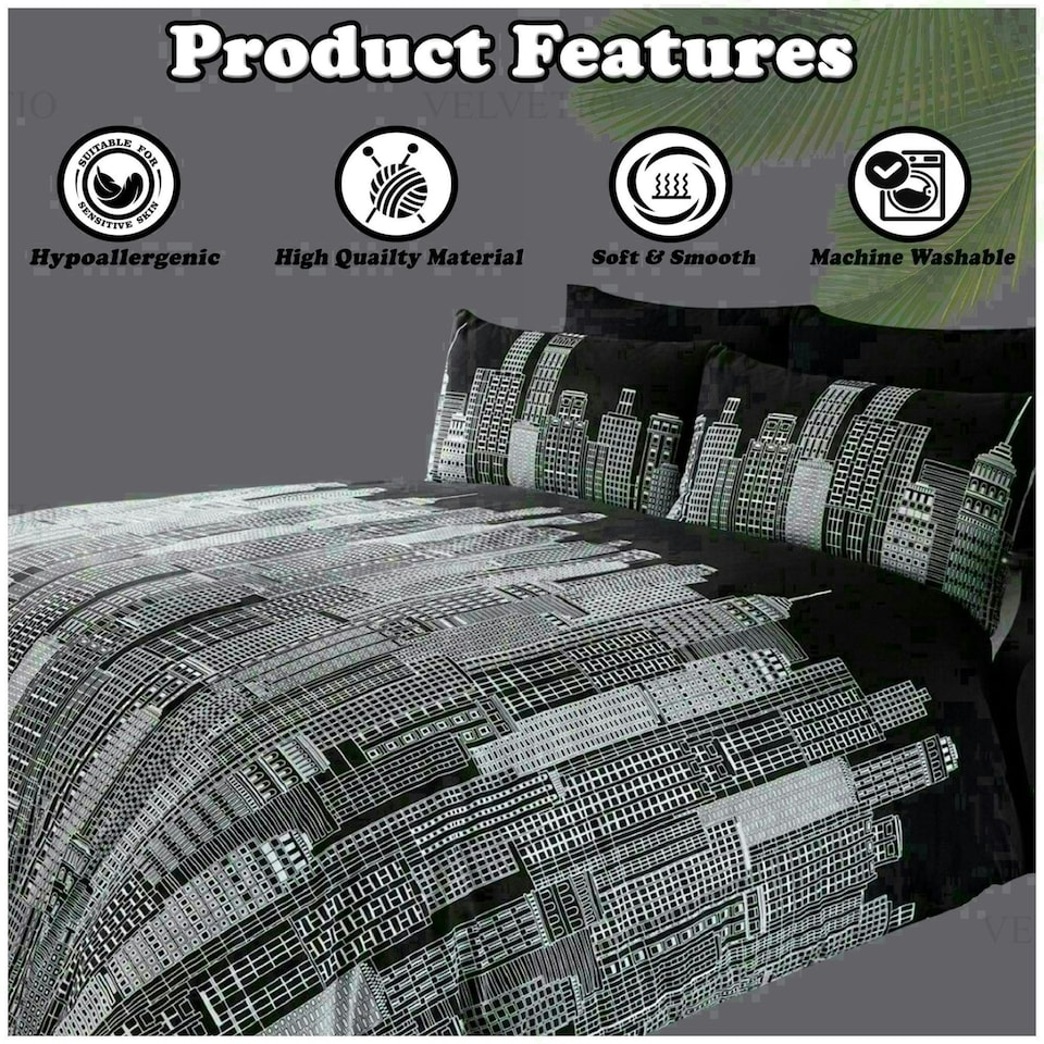 image 1 of Sky Line Printed Duvet Cover Set Reversible Polycotton Beddings Multi | Double