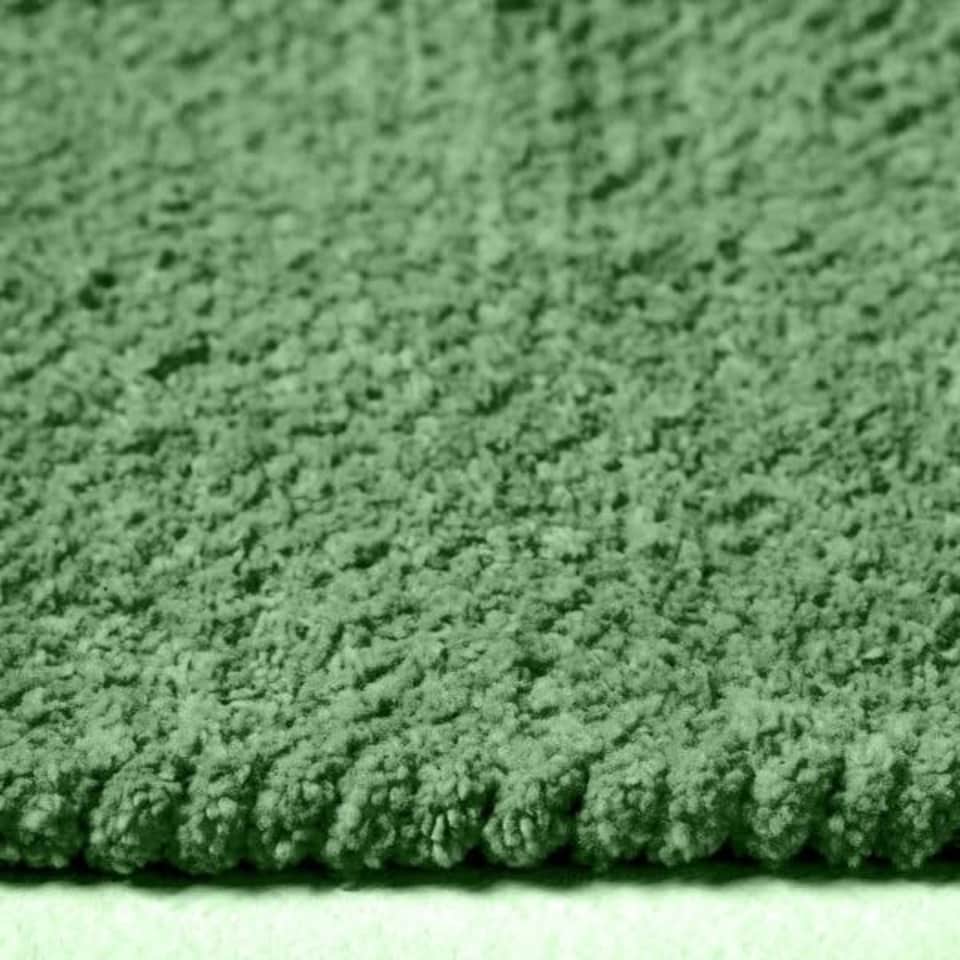 image 1 of Homescapes Dark Olive Cotton Plain Chenille Runner with Natural Trim - 66 x 200 cm | Green | Dark Olive