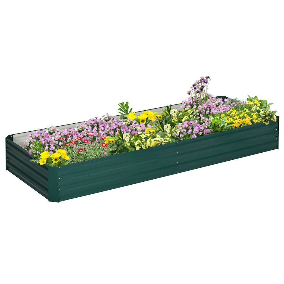 image 1 of Outsunny Galvanised Raised Garden Bed Metal Planter Box with Open Bottom, Green