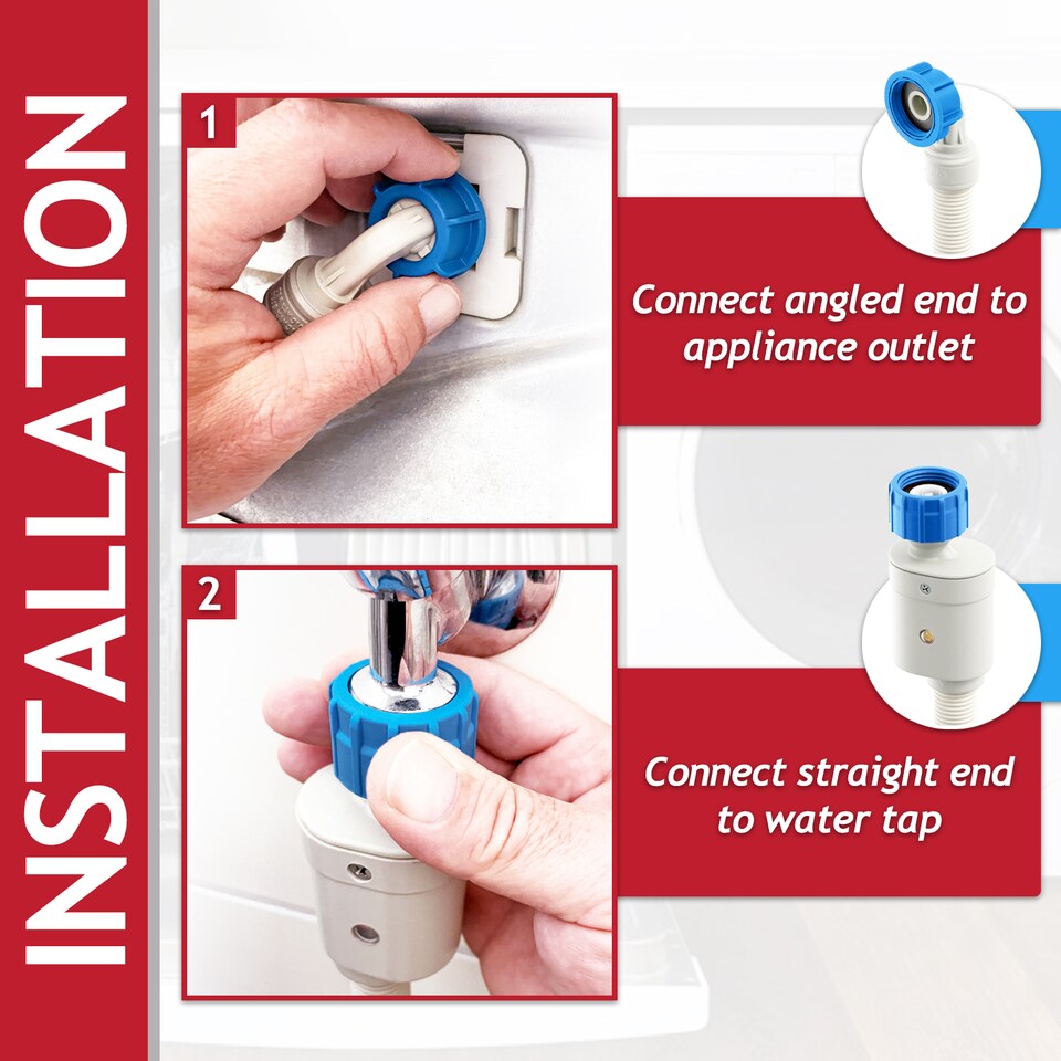 image 1 of SPARES2GO Safety Inlet Hose Washing Machine Dishwasher Water Fill Leak Protection Stop Valve Pipe (1.5m Length, 3/4" Connections)