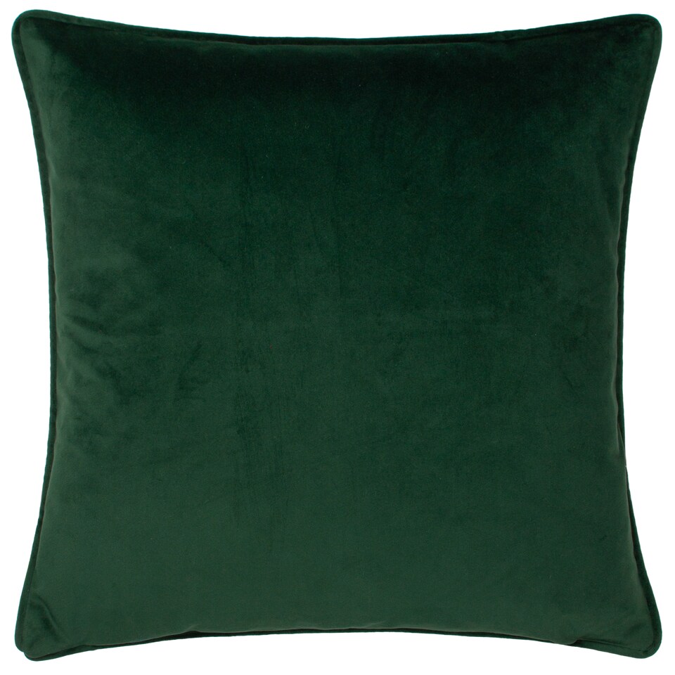 image 1 of Wylder Wild Gardens Mushroom Repeat Velvet Piped Cushion, Multicolour, 43 x 43cm