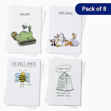 Punny Thank You Card Pack - Pack of 8 (4 Designs)