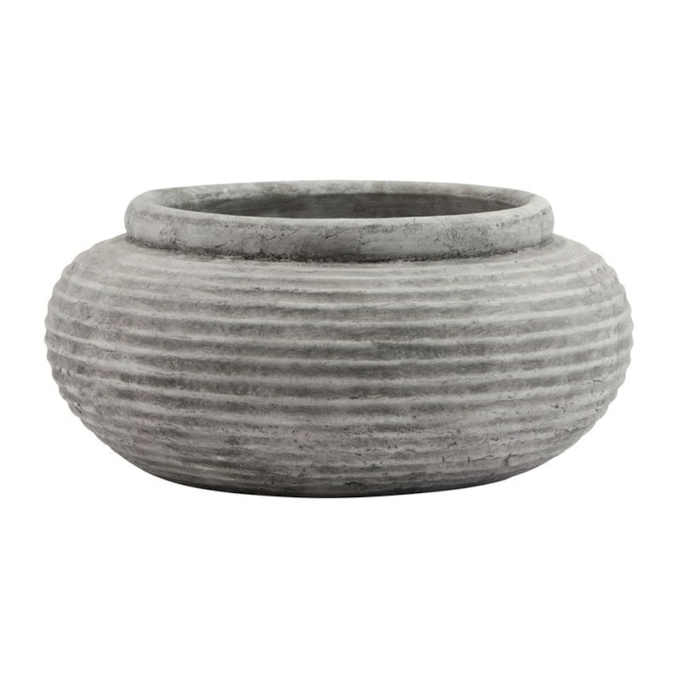 image 1 of Athena Round Ribbed Planter - Ceramic - L41 x W41 x H19 cm - White White