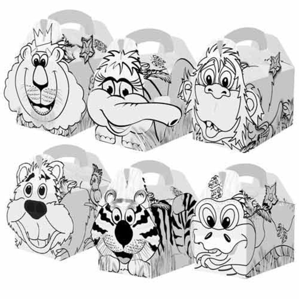 Jungle Animal Theme Colouring In Party Box With Crayons
