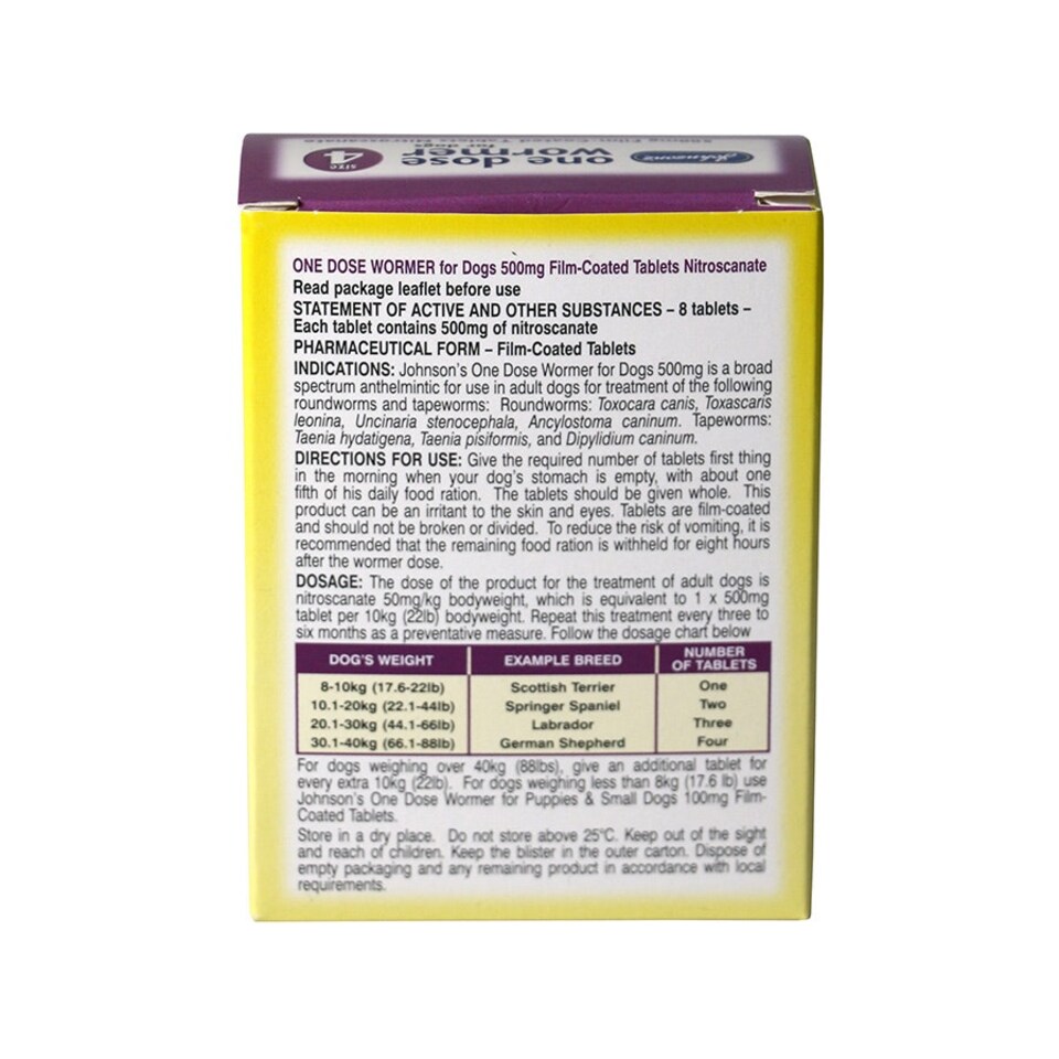 image 1 of Johnsons Veterinary Dog Easy Dose Wormer - Size 4 Large Breeds 8 Tablets - Pack of 3