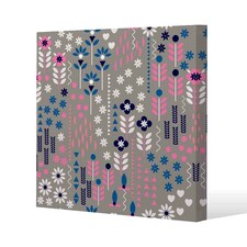 Selection of Flowers in Pink, Blue & White (Canvas Print) 77 x 77 x 4cm