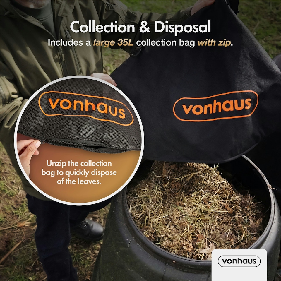image 1 of VonHaus Leaf Blower and Vacuum with Mulcher & 10m Cable