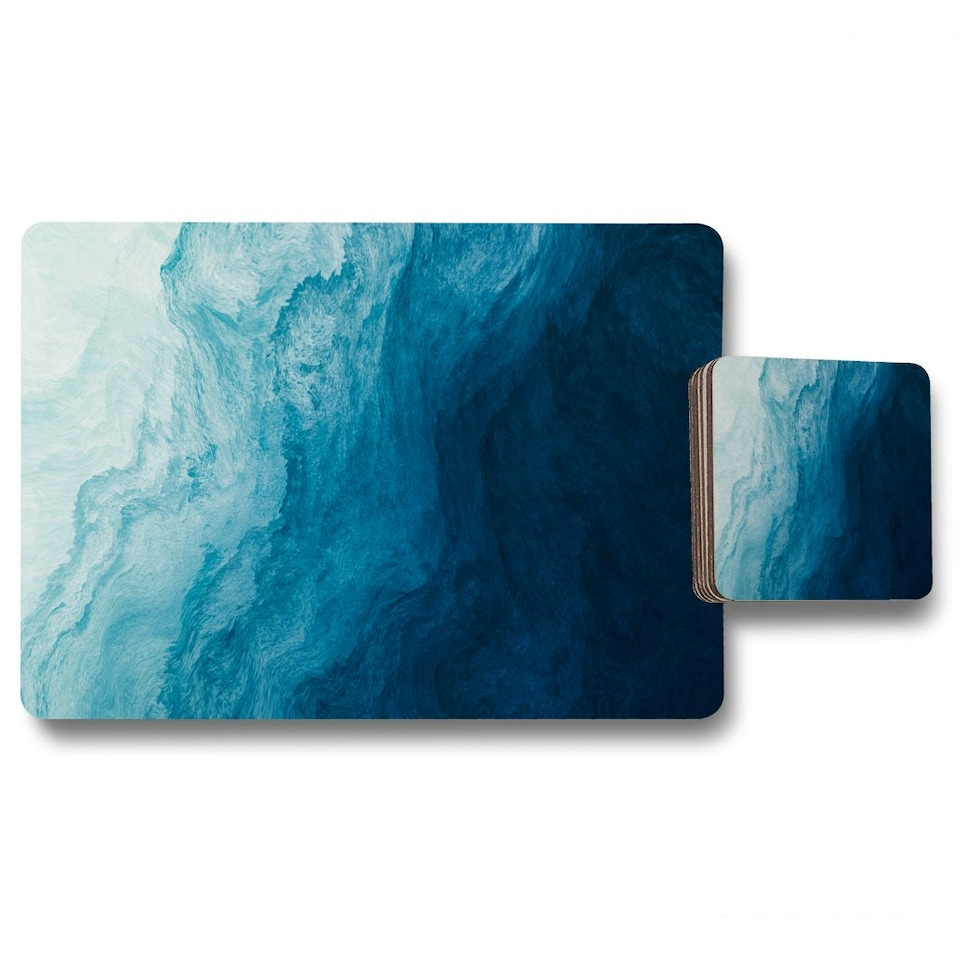 image 1 of abstract blue liquid fluid (Placemat & Coaster Set)