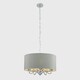 image 3 of ValueLights Rocha Modern Chrome 5 Way Curved Arm Grey Linen Slimline Drum Ceiling Light Pendant with LED Bulb