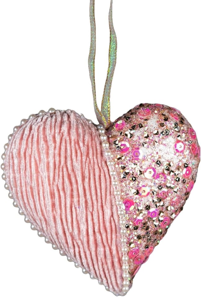 image 1 of 12cm Heart Baby Pink - 3Pcs Christmas Hanging Decorations