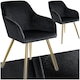 image 1 of Chair Marilyn - with armrests, padded, velvet look, golden steel legs - Set of 2 Black | Black/Gold
