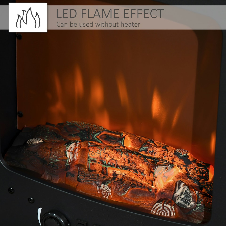 image 1 of HOMCOM Freestanding Electric Fireplace Stove Heater W/ LED Flame Effect Black