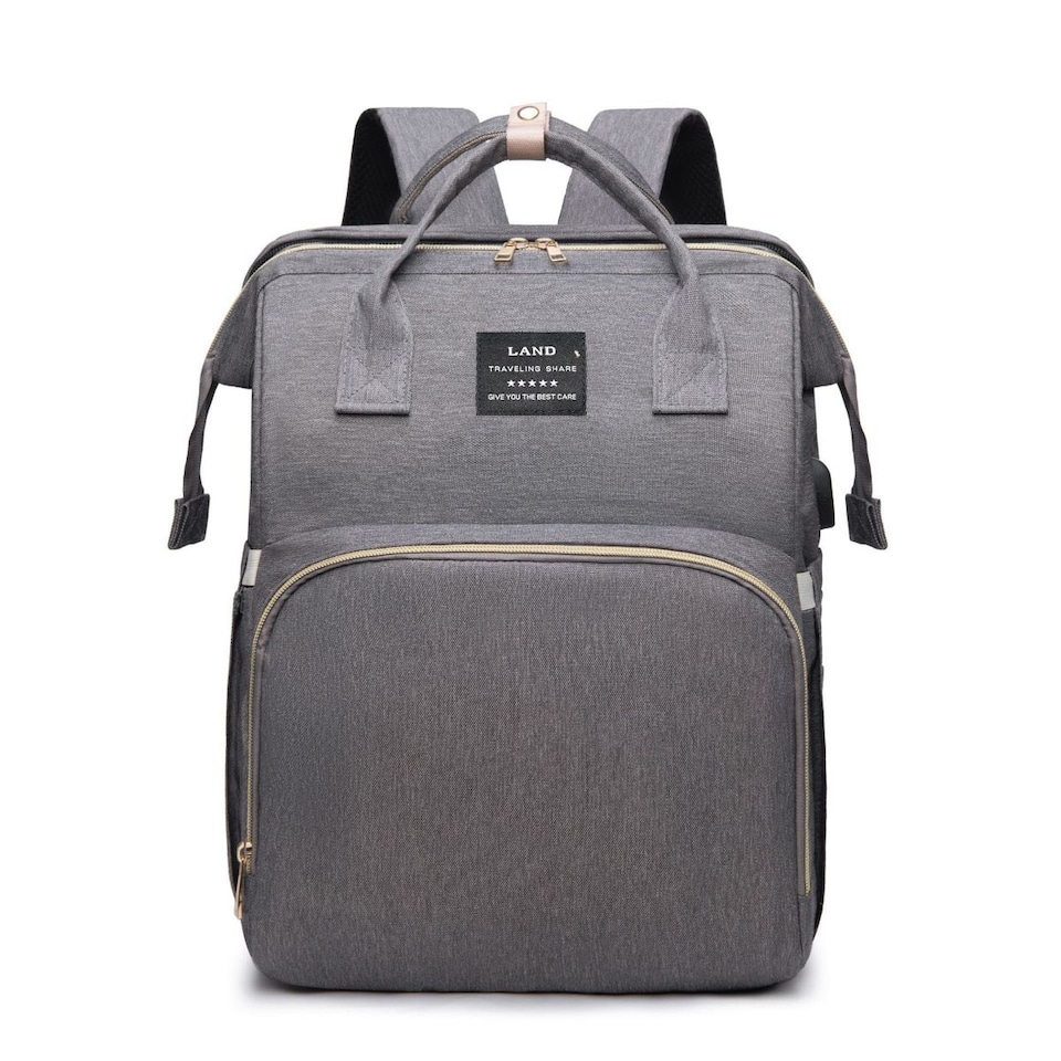 image 1 of Multifunctional Folding Cot and Changing Bag | Grey | Grey