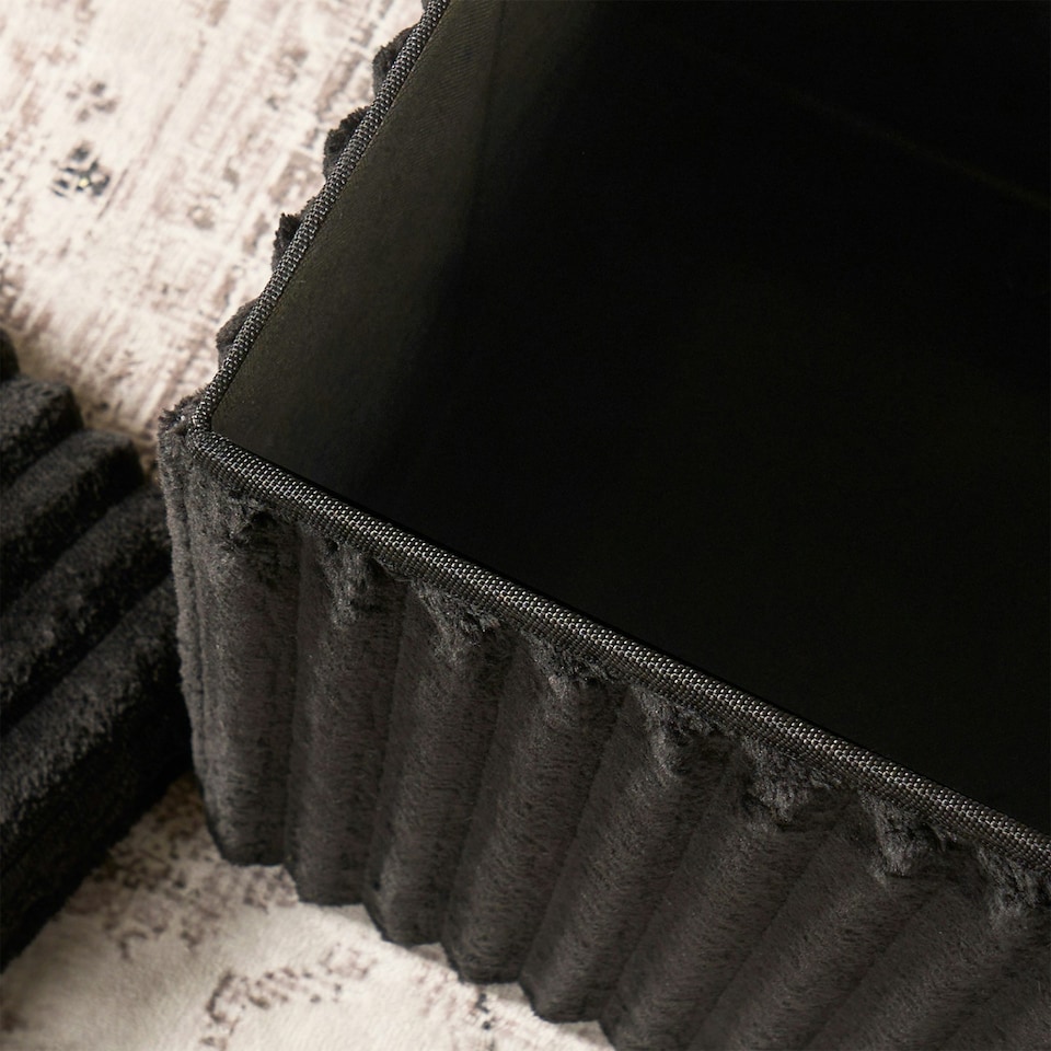 image 1 of OHS Soft Fleece Ribbed Long Rectangle Foldable Footstool Seat Storage Organiser Ottoman Grey