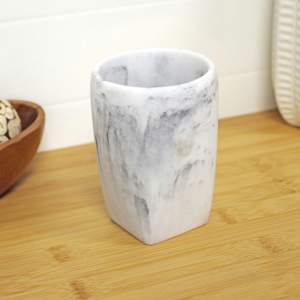 image 1 of Showerdrape Octavia White Marble & Chrome 5 Piece Bathroom Accessory Set