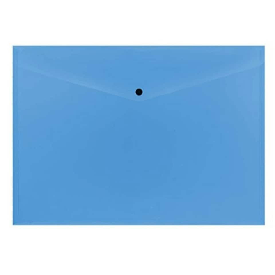 image 1 of Pack of 12 Janrax A3 Blue Document Wallets - Button Stud Folder