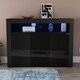 image 5 of Vida Designs Nova 3 Door LED Sideboard Buffet Cabinet Storage, Black | Black | 1