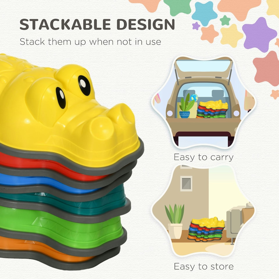 image 1 of ZONEKIZ 6PCs Kids Stepping Stones Sensory Toy w/ Anti-Slip Edge