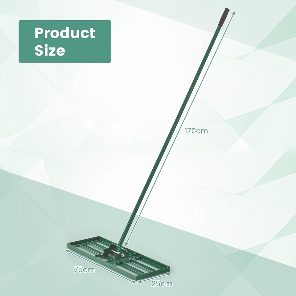 image 1 of COSTWAY Lawn Leveling Rake 75 cm x 25 cm Heavy Duty Level Lawn Tool-Green