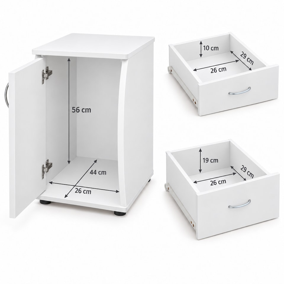 image 1 of WICKLOW Computer Desk with Cabinet and 3 Drawers - White | White