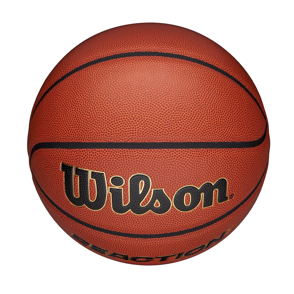 image 1 of Wilson Reaction Pro Basketball, Made From Durable Composite Materials With Vlc Technology, Colour: Brown/Gold, Size: 5