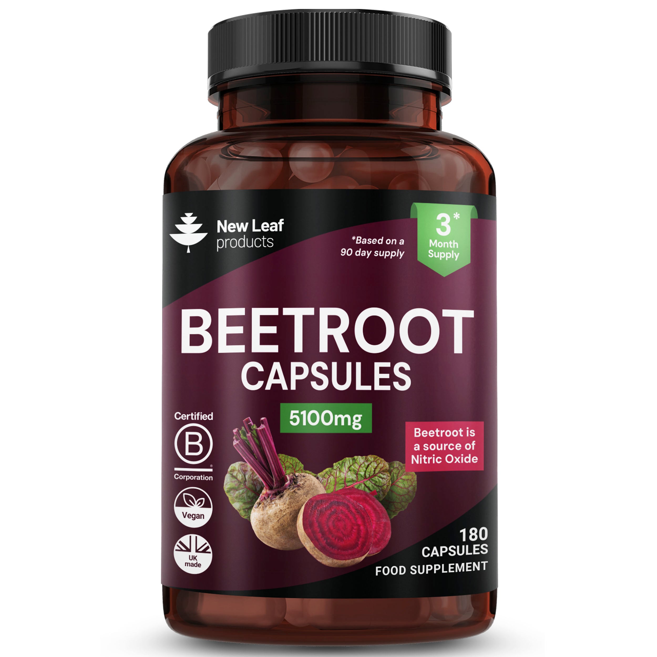 Beetroot Capsules 5100mg P/S Vegan Capsule