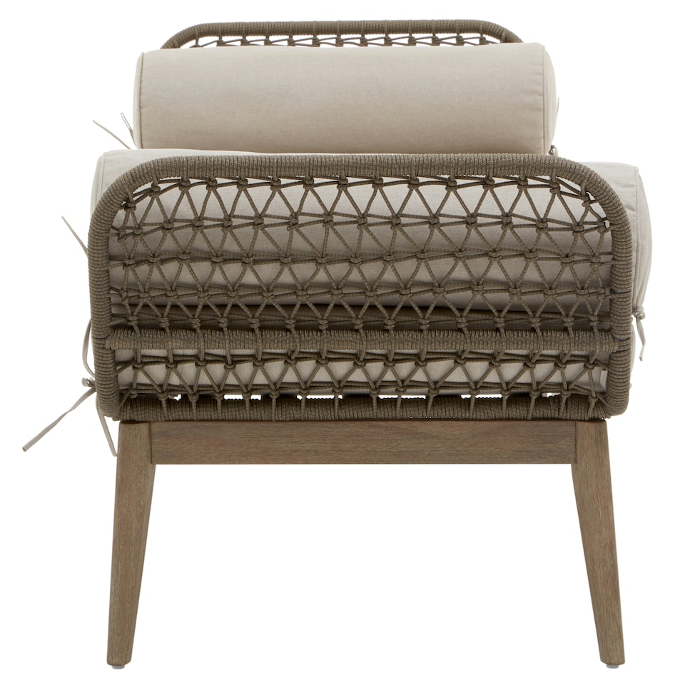 image 1 of Interiors by Premier Rattan Woven Day Bed with 2 side Round Pillow, Rattan Lounge Bench, Wooden Day Bed for Living Room Brown