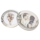 image 1 of Double Heart Silver Picture Frame with Square Etched Diamante Crystals | Silver | 4" x 4"