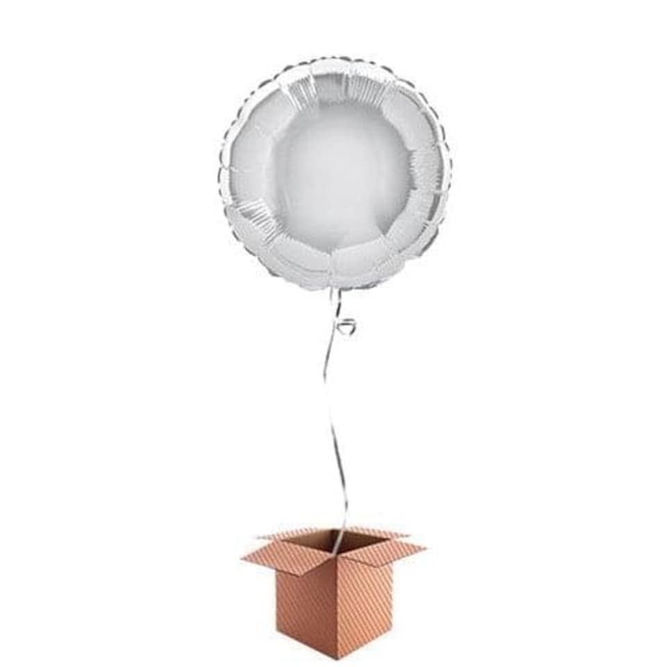 Silver Round Foil Balloon - Inflated Balloon in a Box Silver