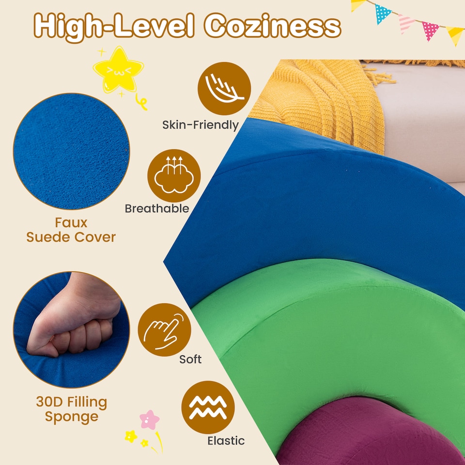 image 1 of COSTWAY 3 Piece Toddlers Climbing Toy Indoor Soft Play Equipment Playset-Blue