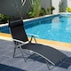 image 2 of Outsunny Sun Lounger Recliner w/ Pillow Foldable 7 Levels Textilene Black