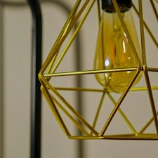 ValueLights Modern Geometric Gold Metal Basket Cage Ceiling Pendant Light Shade