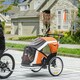 image 2 of PawHut 2-in-1 Dog Bicycle Trailer w/ Safety Leash, Reflectors - Orange