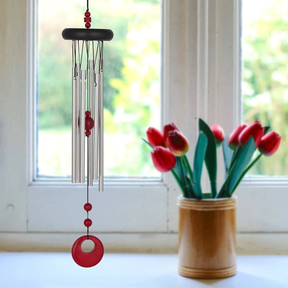 image 1 of Woodstock Outdoor Chakra Wind Chime - Red Coral