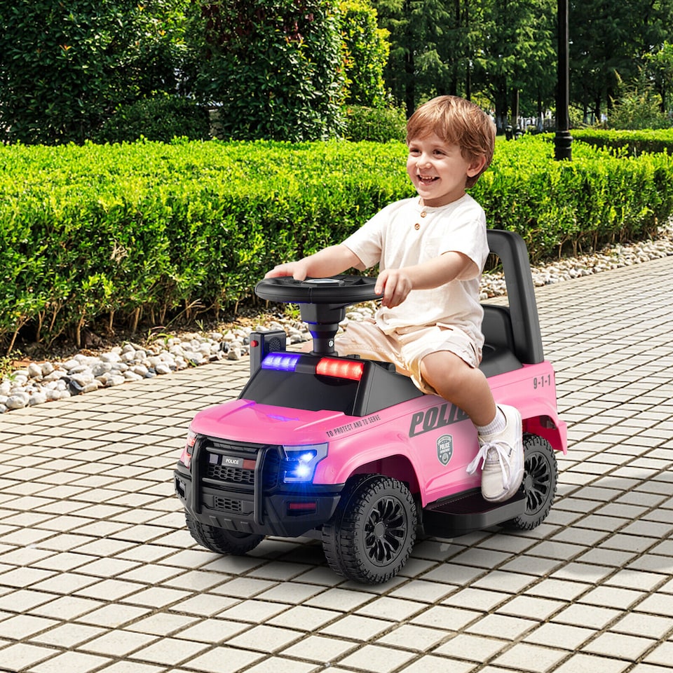 image 1 of COSTWAY Kids Electric Car 6V Powered Police Cars Pink