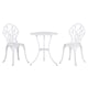 image 2 of Outsunny 3 Piece Patio Bistro Set for 2, Outdoor Aluminium Garden Table and Chairs with Umbrella Hole for Balcony, White