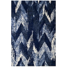 KUKOON Blue Striped Chevron Mottled Shaggy Area Rug 160cm x 230cm