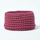 image 1 of Homescapes Plum Cotton Knitted Round Storage Basket - 37 x 21cm Purple | M
