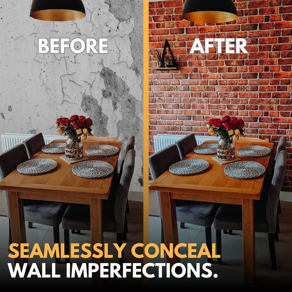 image 1 of NOVECRAFTO Red Brick Effect 3D Wall Panels (96cm x 48cm) DIY PVC Plastic Cladding Panels