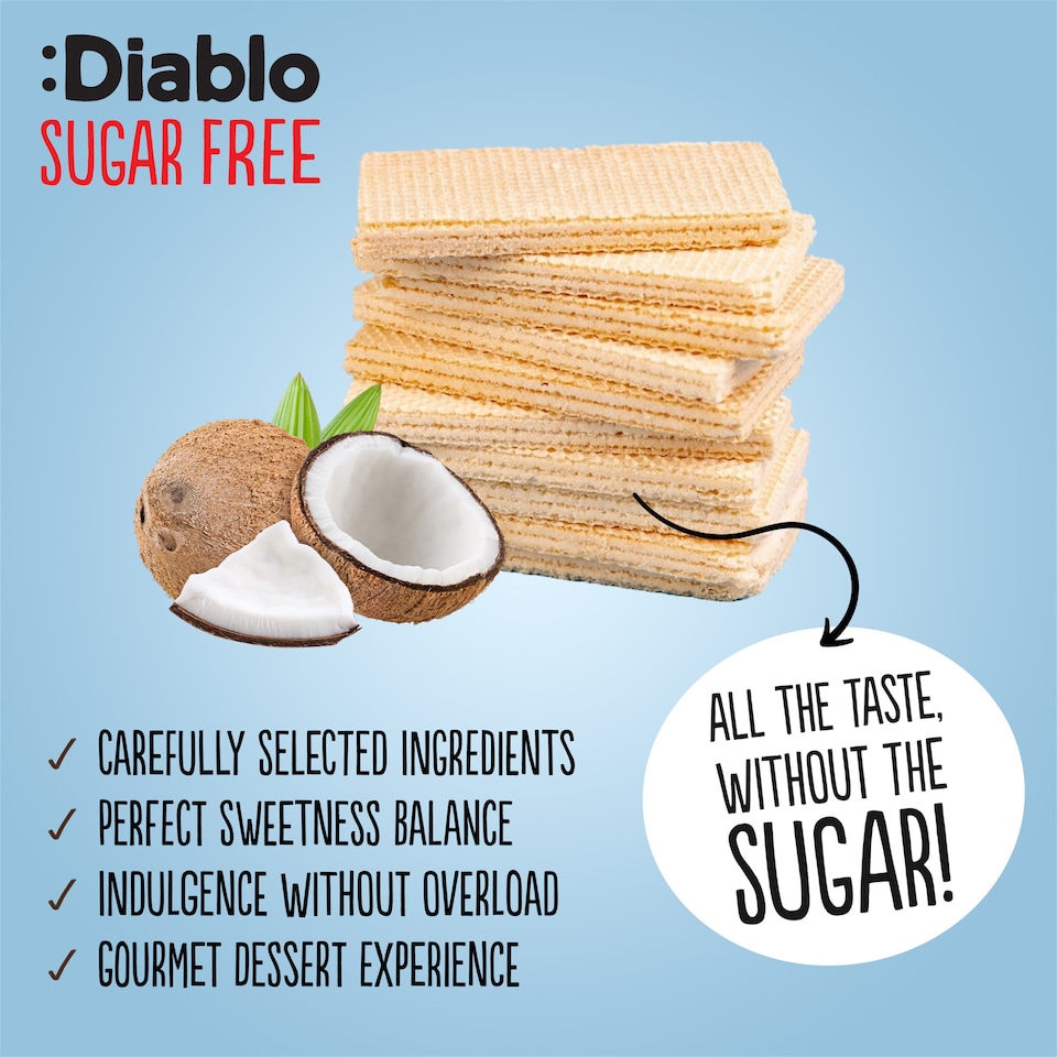 image 1 of Diablo No Added Sugar Coconut Cream Wafer Thins 150g