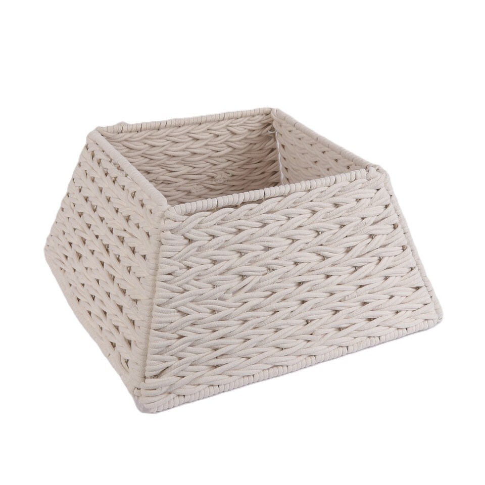 image 1 of 47cm Square Christmas Tree Skirt Stand Decorative Base Festive Xmas PVC Rope | Multi | White Rope | 1
