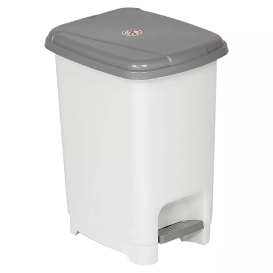 image 1 of 40L Slim Pedal Waste Bin Insert Step On Lid | White | 1