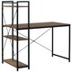 image 1 of HOMCOM Computer Desk Laptop Table w/4-tier Bookshelf  Metal Frame Brown, Black