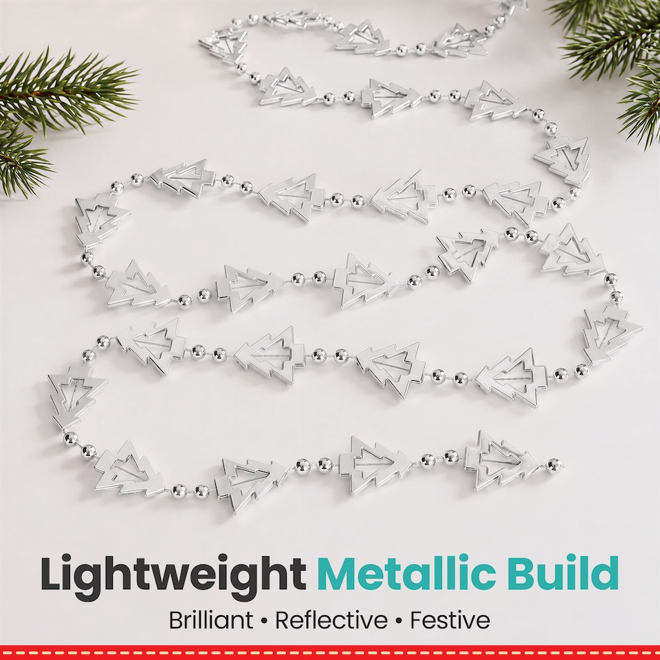 image 1 of 5M Christmas Tree Bead Garland, Metallic Hanging Chain Feastive Garland