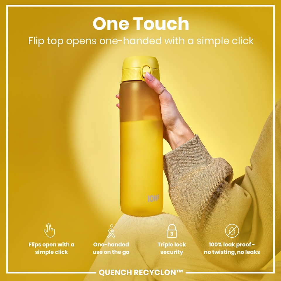 image 1 of Leak Proof 1 Litre Water Bottle, BPA Free, 1000ml (32oz) | Yellow | Yellow | 1L