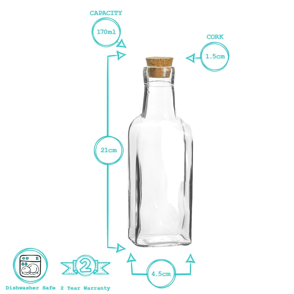 image 1 of Argon Tableware Olive Oil Pourer Bottle with Cork Lid - 170ml