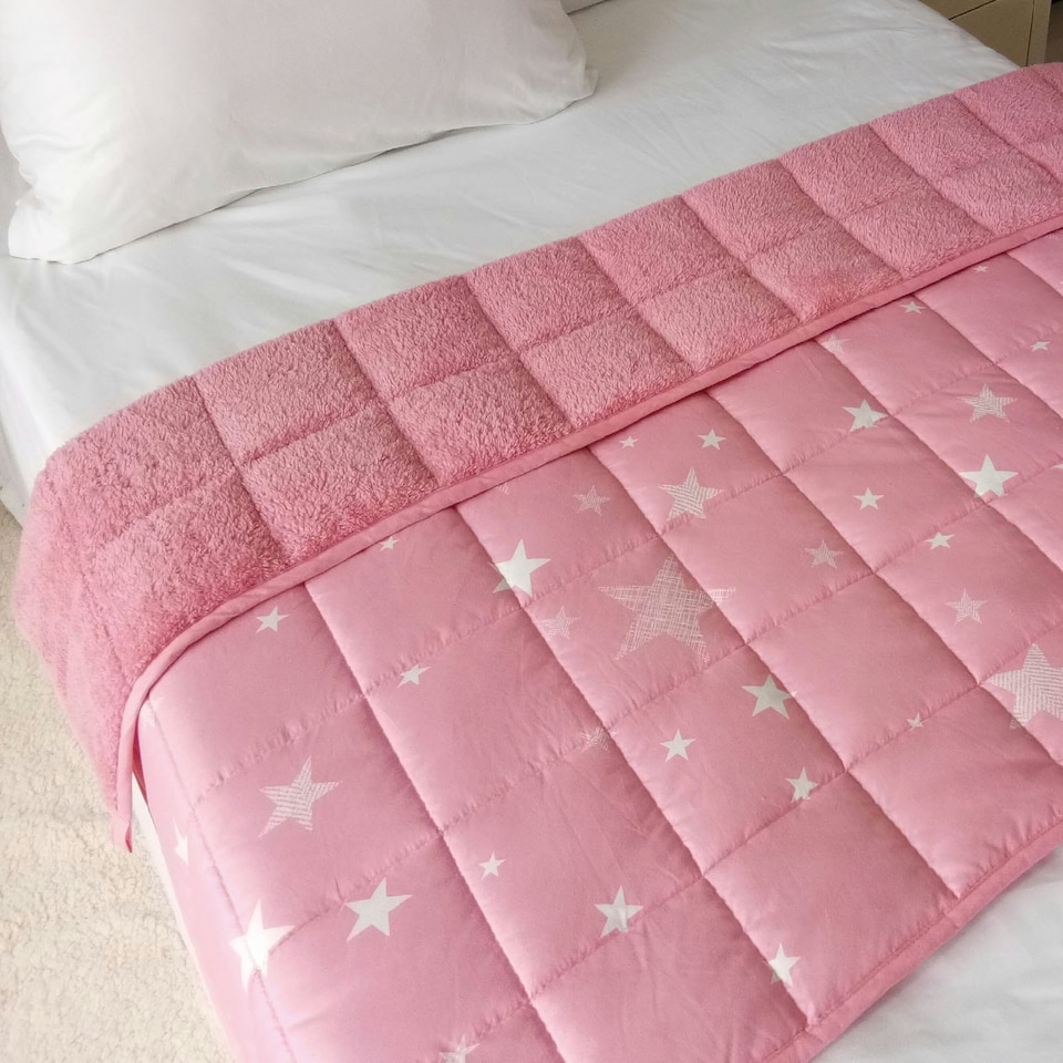 image 1 of OHS Star 3kg Teddy Fleece Weighted Blanket, 100x150cm - Blush Pink