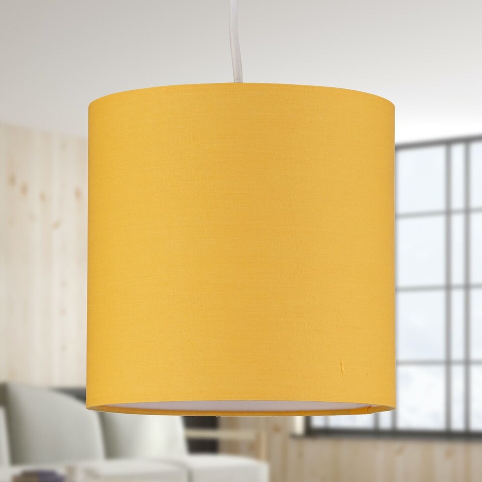 image 1 of Ochre Yellow Textured Cotton 17cm Table Lamp Shade | Yellow | Small | 1