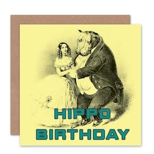 Hippo and Woman Couple Humour Fun Weird Vintage Birthday Card