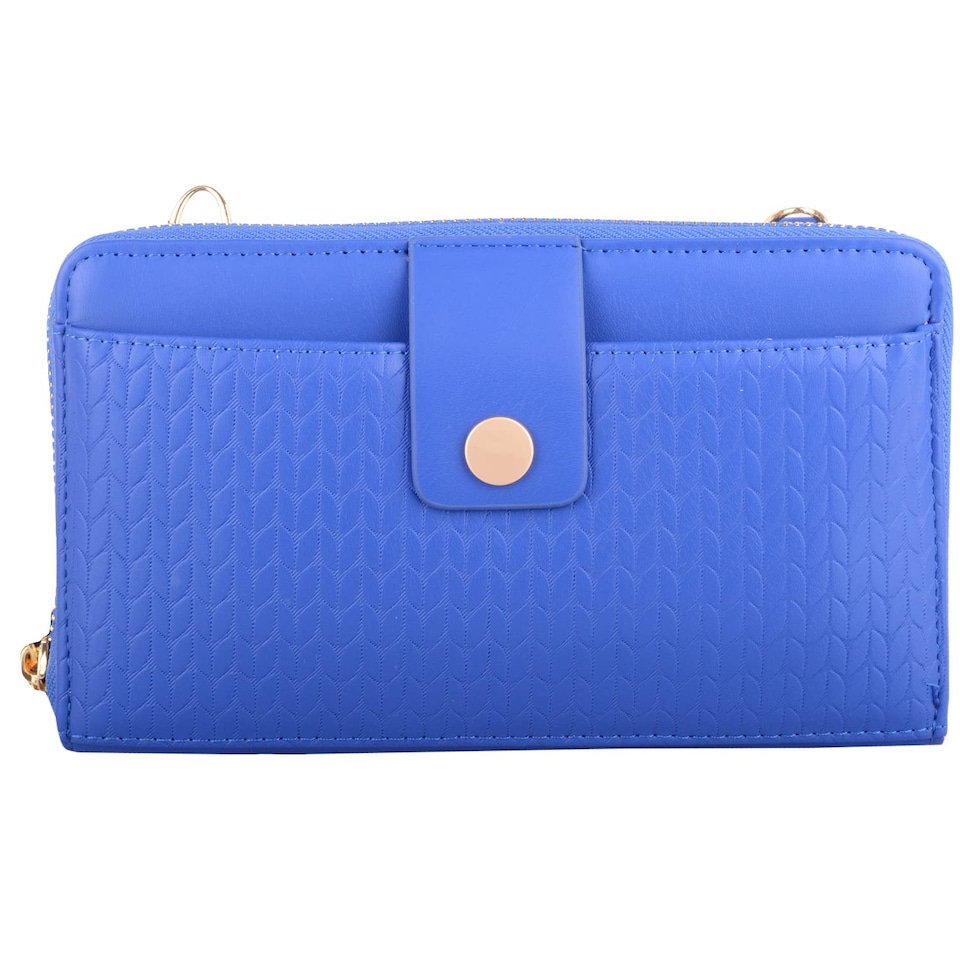image 1 of Lorenz Womens Faux Leather Attachable Strap RFID Purse Wallet Clutch | Blue | Royal Blue